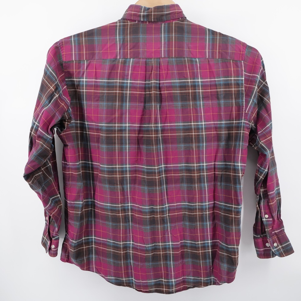Brooks Brothers Plaid Flannel Button Down Magenta Long Sleeve Mens Large Flaws